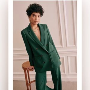 SEZANE Michele Wool Blend Double Breasted Suit Blazer Jacket Size Size 34